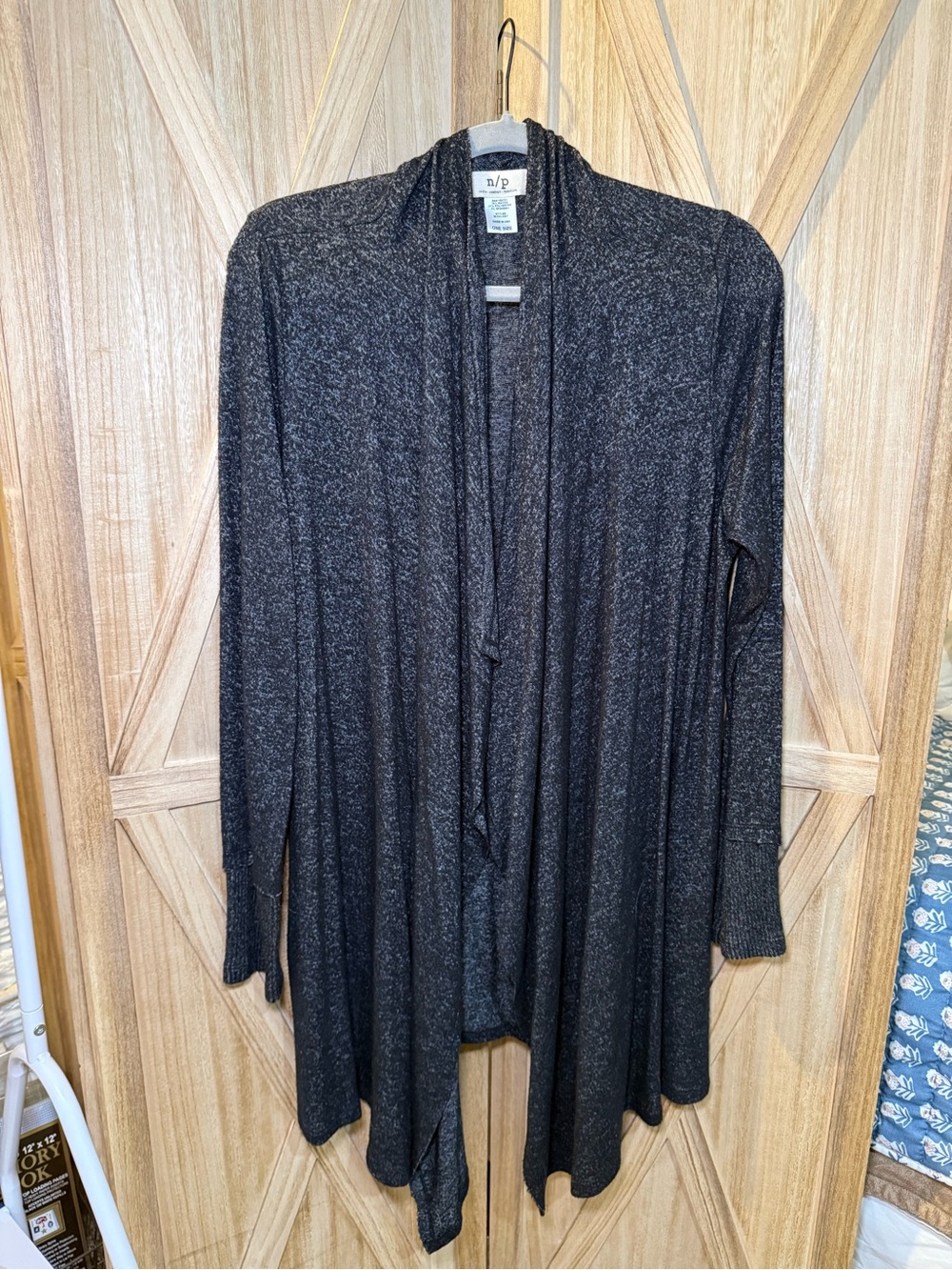 Open-Front Longline Cardigan - Black Heather